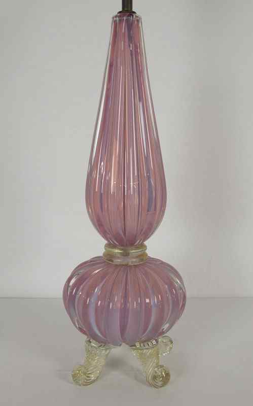 Appraisal: MURANO GLASS TABLE LAMP attrib BAROVIA Cranberry color with gold