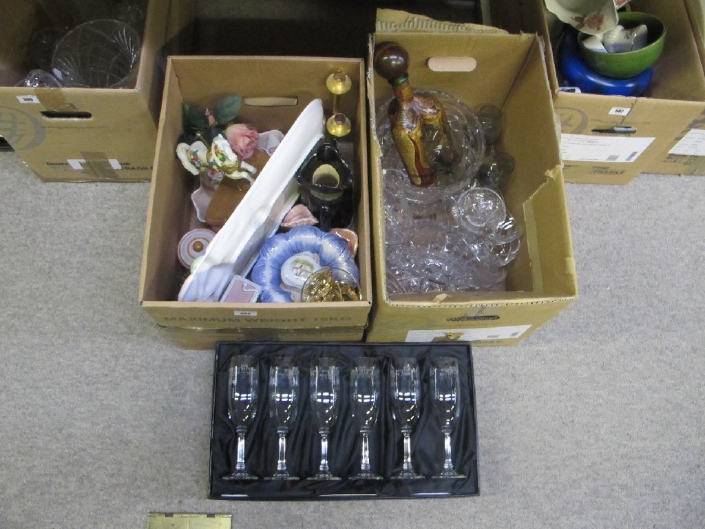 Appraisal: Two boxes of assorted ceramics and glass and a boxed