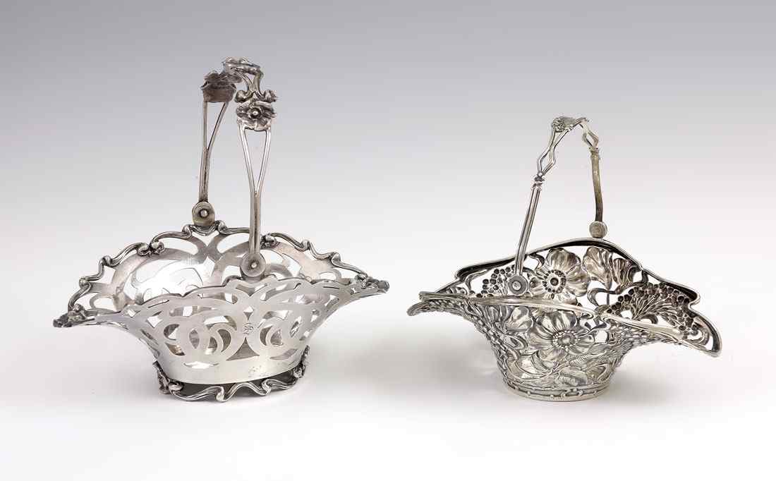 Appraisal: ART NOUVEAU STERLING BASKETS pieces to include Mauser with embossed