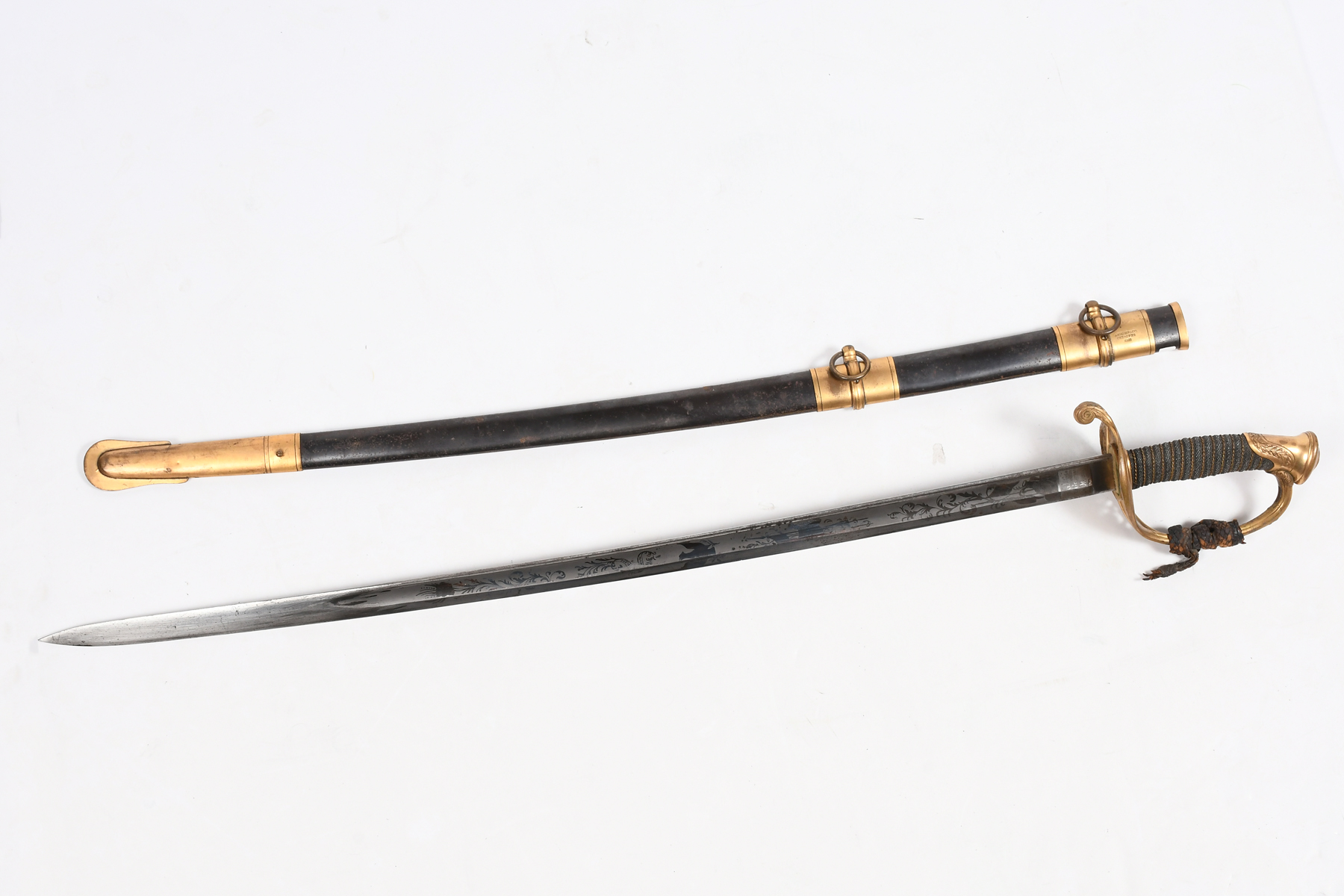 Appraisal: MODEL FOOT OFFICERS SWORD Stamped US AMES sold with scabbard