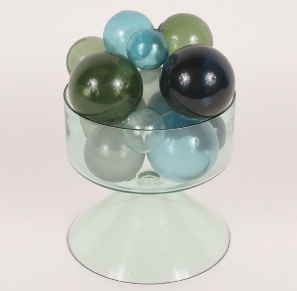 Appraisal: Decorative compote on conical base with glass blown glass spheres