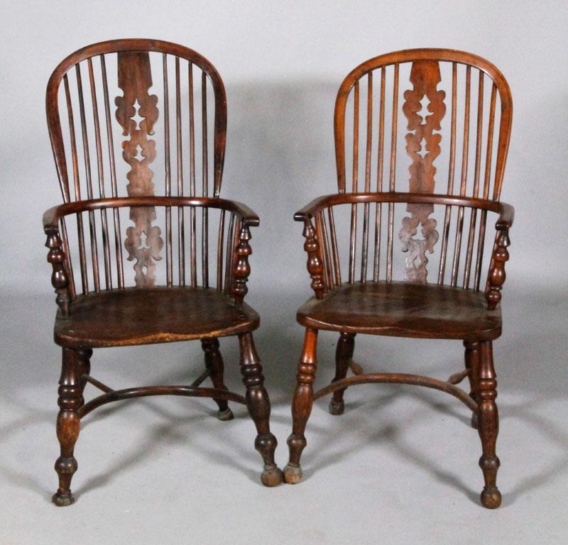 Appraisal: - Pair of English Windsor Chairs Pair of English Windsor