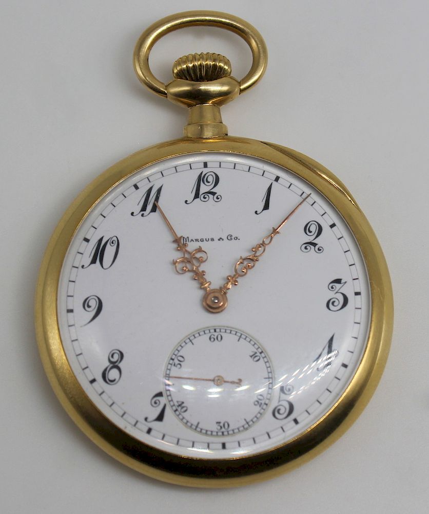 Appraisal: JEWELRY kt Gold Marcus Co Pocket Watch Marcus Co kt