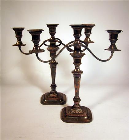 Appraisal: Pair of Victorian silver p lated candelabra The standard issues