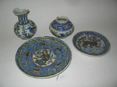 Appraisal: A COLLECTION OF QUJAR WARE th century comprising a plate