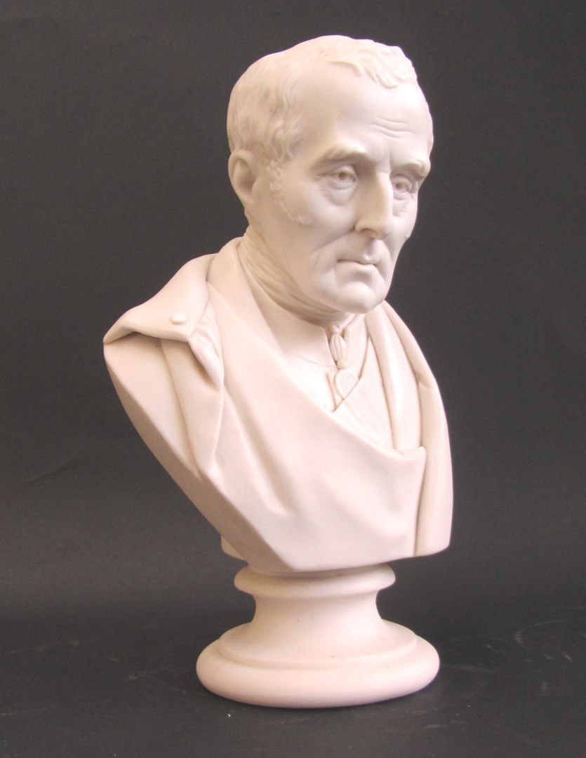 Appraisal: A Copeland parian bust of 'The Duke of Wellington' raised