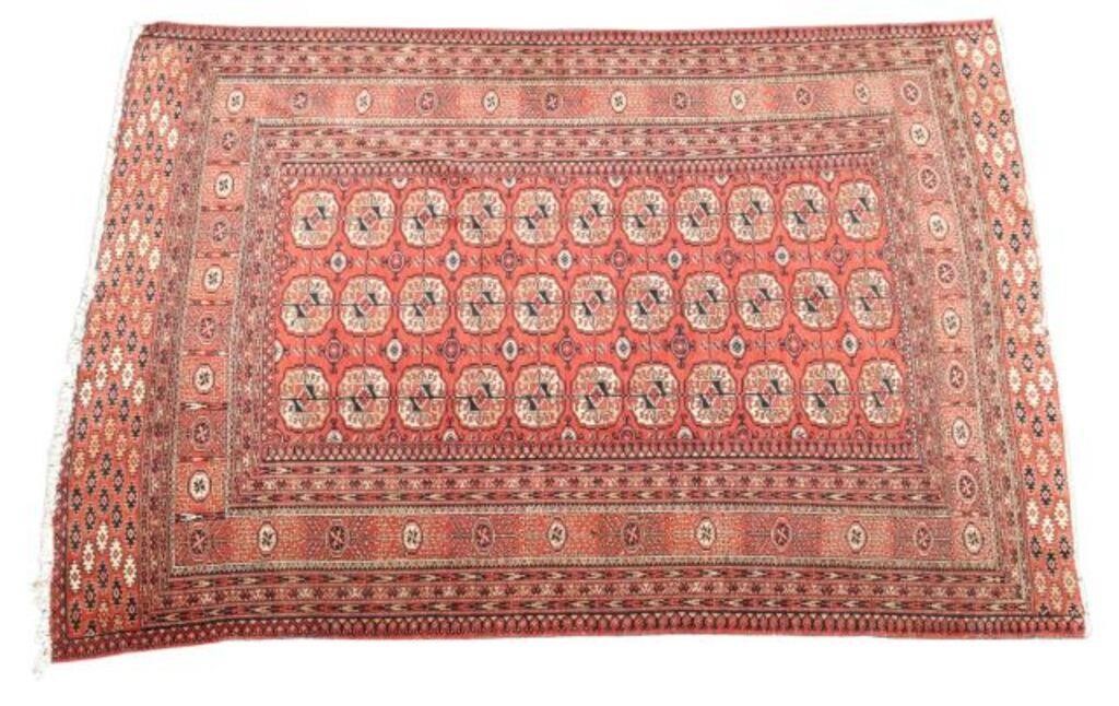 Appraisal: Hand-tied Turkoman rug approx ' l ' w Provenance From