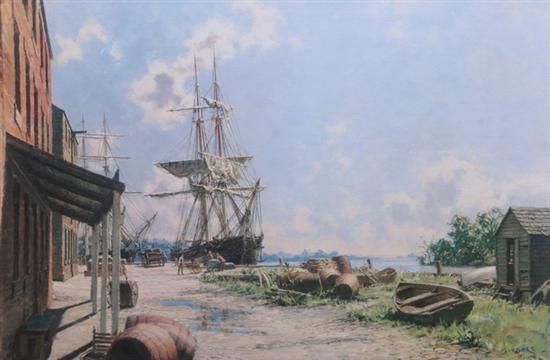 Appraisal: JOHN STOBART English b VESSELS AT THE POTOMAC WHARF IN