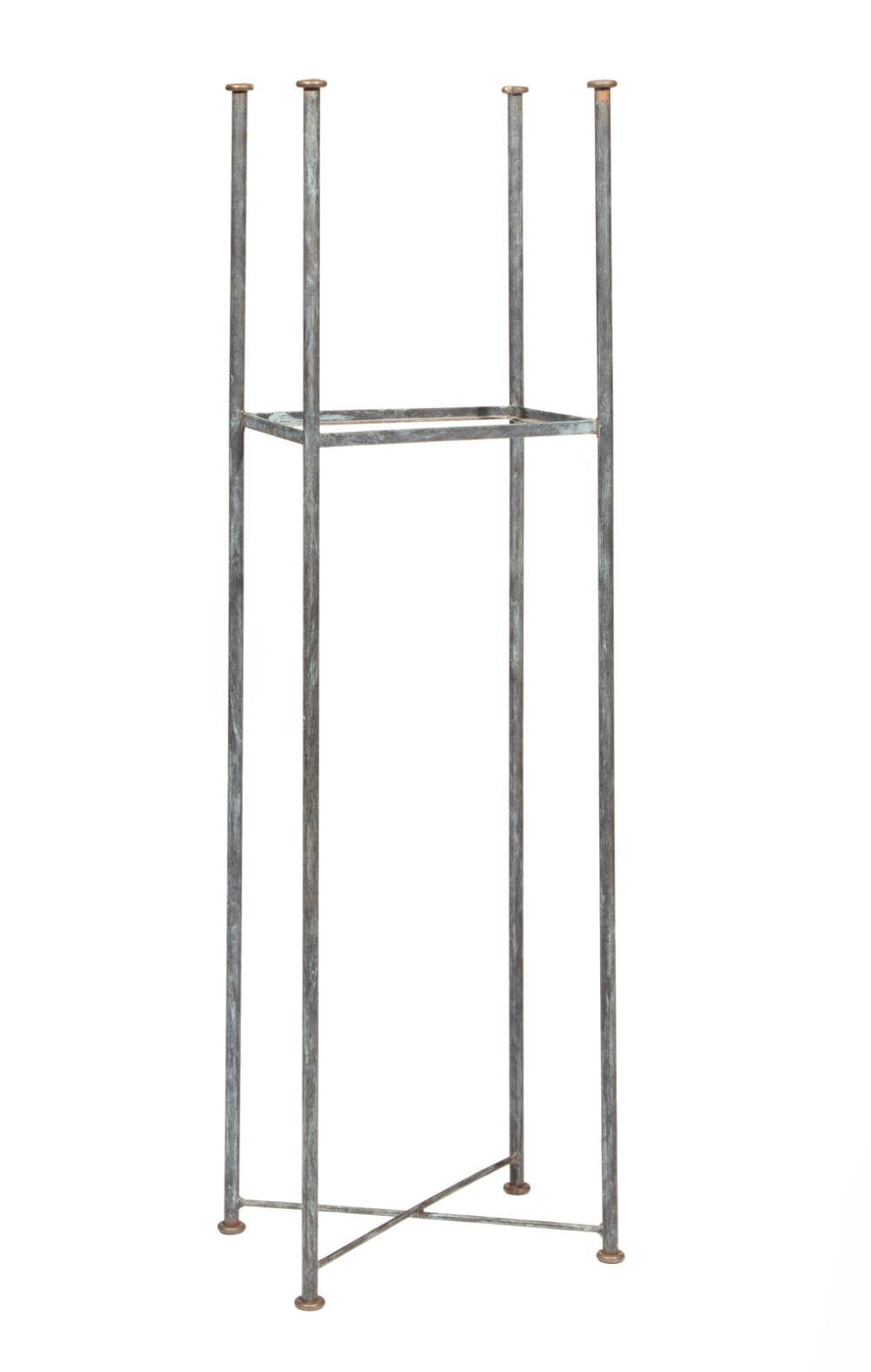 Appraisal: Mario Villa Nicaraguan New Orleans - Patinated Metal Stand finialed