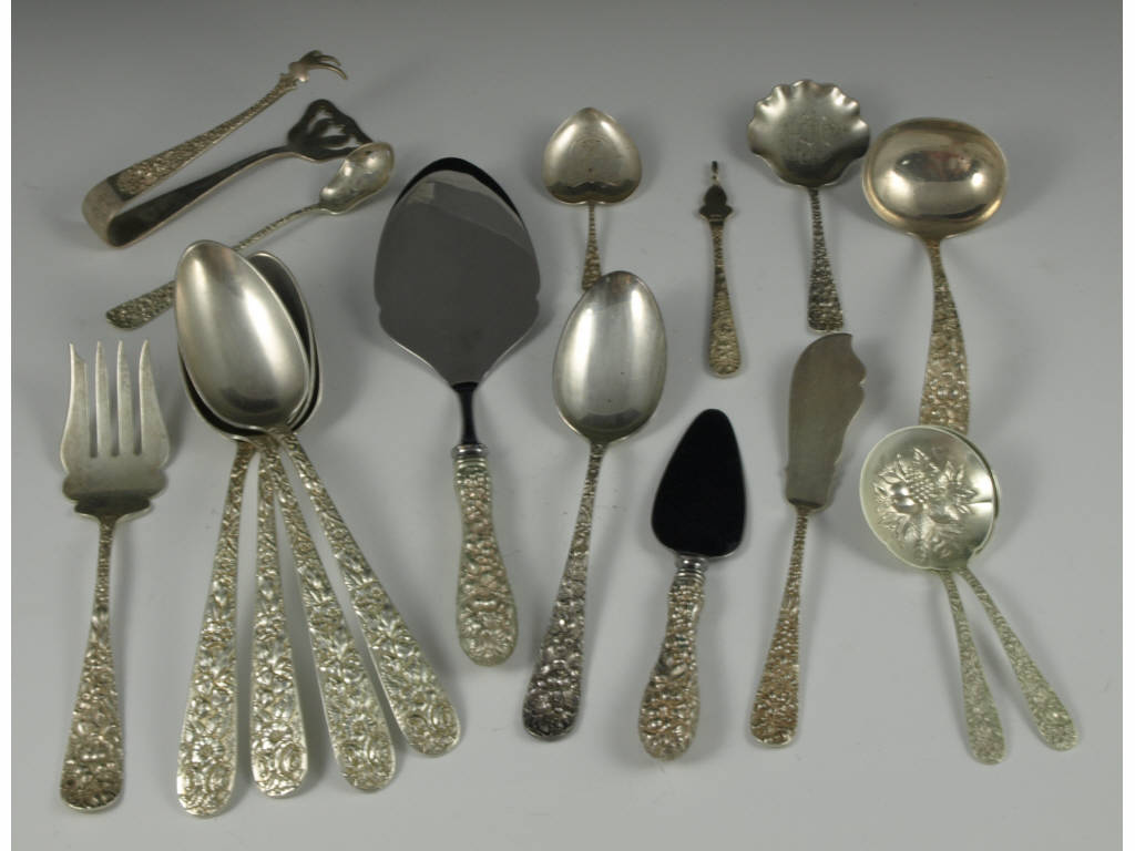 Appraisal: Sterling Serving Service Stieff Rose pieces including serving spoons master