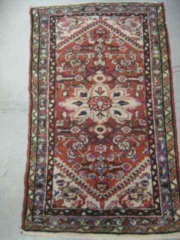 Appraisal: Hamadan Persian Handmade Rug florals on salmon field ' ''