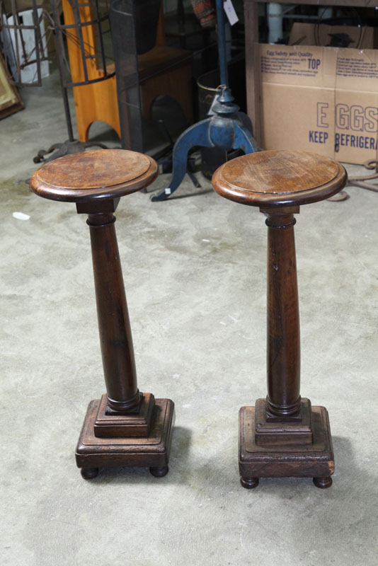 Appraisal: PAIR OF FERN STANDS Walnut with round tops on stepped