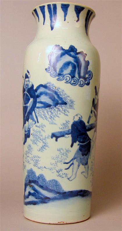 Appraisal: Large Chinese blue and white sleeve vase th century Of