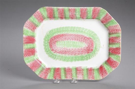 Appraisal: RAINBOW SPATTERWARE PLATTER English st half- th century Octagonal platter