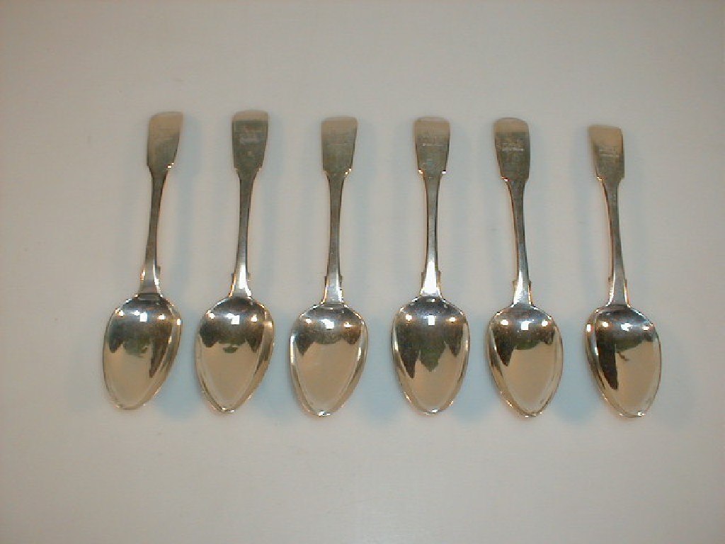 Appraisal: A set of six George III silver dessert spoons fiddle