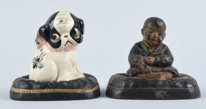 Appraisal: Cast Iron Asian Boy Puppy With Bee On Hip Banks