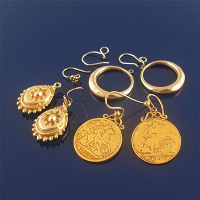 Appraisal: Three pairs of assorted gold earrings to include a pair