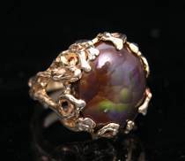 Appraisal: Fire Agate Ring Modern Kt gold ring bezel set with