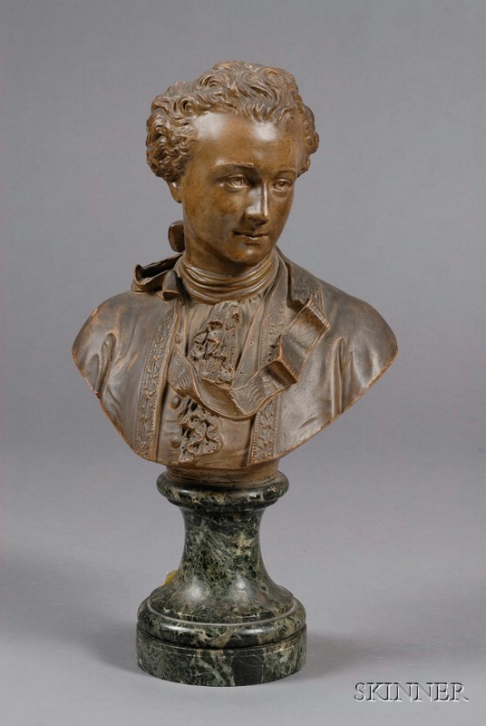 Appraisal: Terra-cotta Bust of a French Nobleman France th century brown