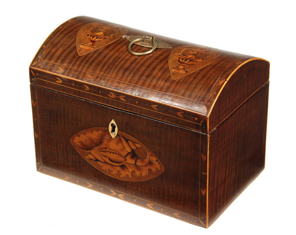 Appraisal: TEA CADDY - English Dome Top Caddy in flame mahogany