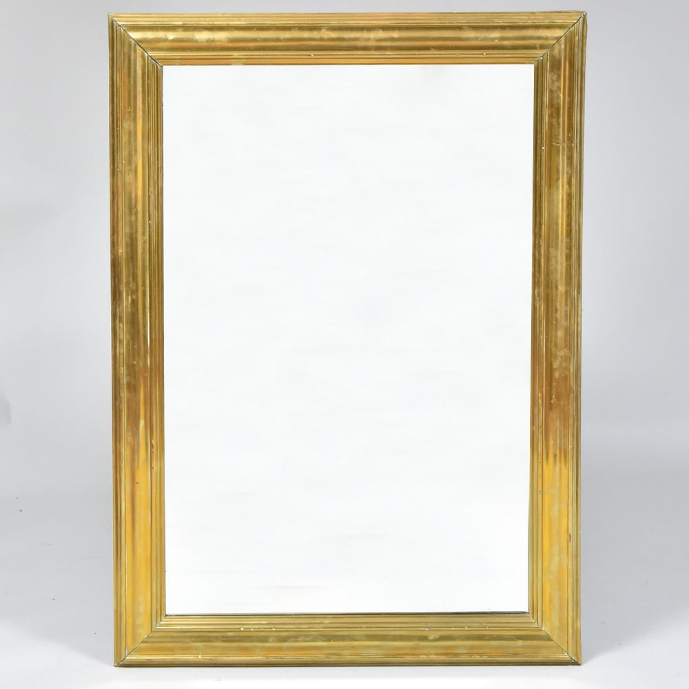 Appraisal: Large English Brass Molded Mirror ft in x in Condition