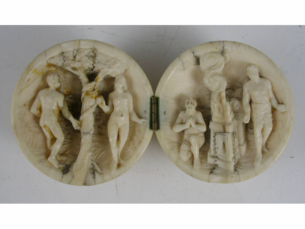 Appraisal: German Ivory Carving Late th c Early th c hinged