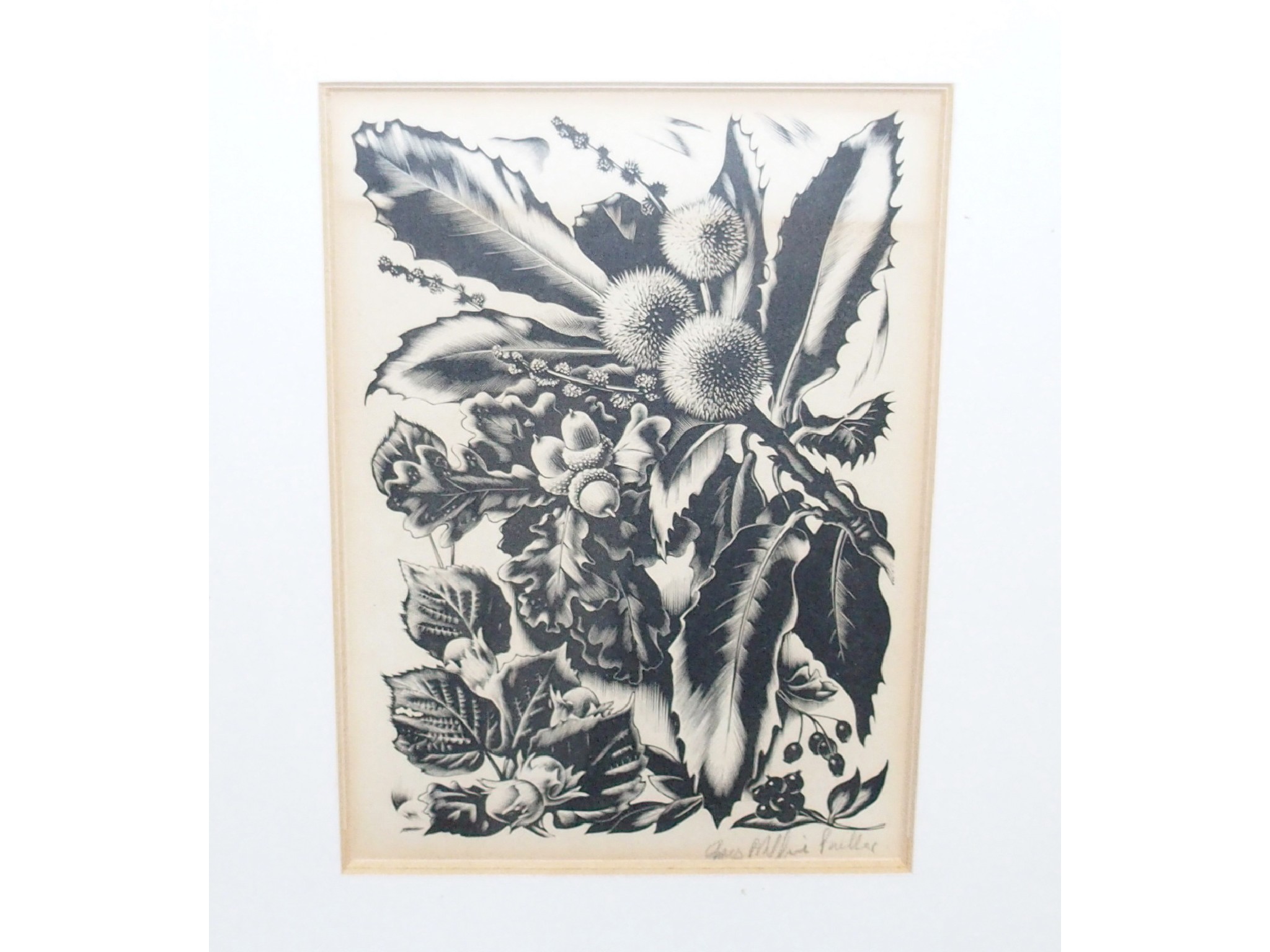 Appraisal: AGNES MILLER PARKER Botanical study signed woodcut Susan F Crawford