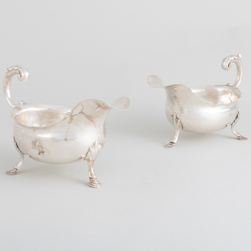 Appraisal: Pair of George III Silver Sauce Boats Marked London probably