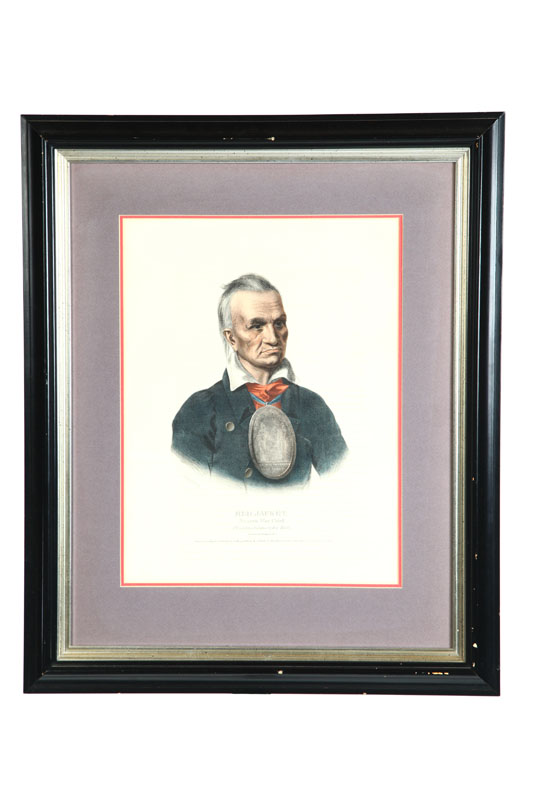 Appraisal: MCKENNEY HALL PRINT OF RED JACKET Handcolored lithograph of Red