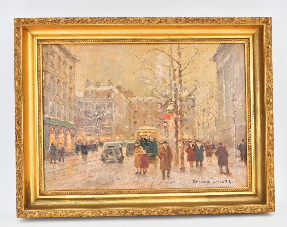 Appraisal: AFTER EDOUARD CORTES FRENCH - PAINTINGParisian Boulevard in Winter Signed