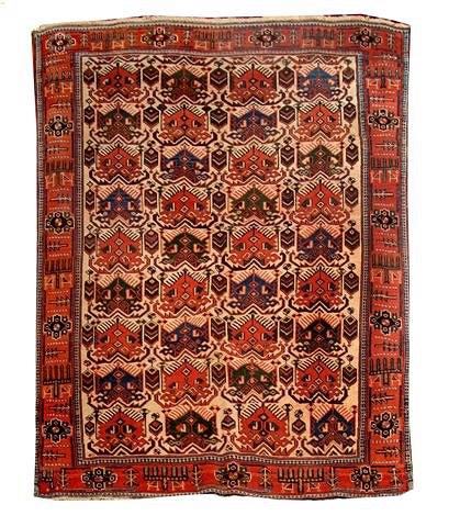 Appraisal: AN AFSHAR WHITE GROUND RUG decorated nine rows of stylised