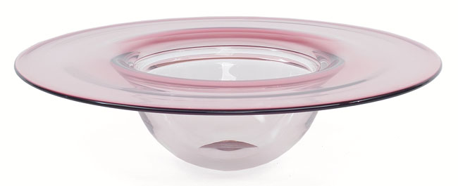 Appraisal: Barbini bowl pink and clear glass acid stamp Barbini Murano