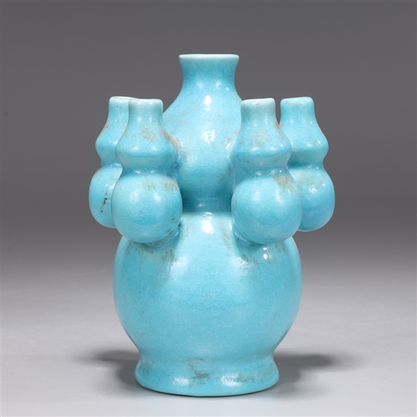 Appraisal: Chinese turquoise glazed double gourd vase as-is condition with flaws