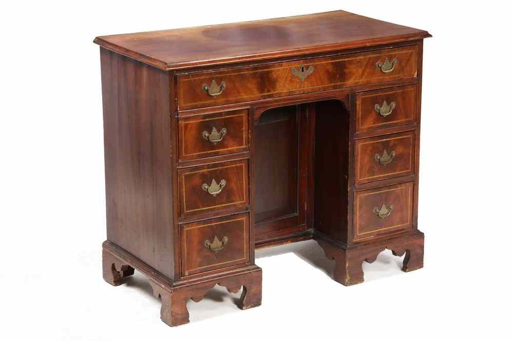 Appraisal: DESK - Custom mahogany Chippendale style knee-hole desk with rope