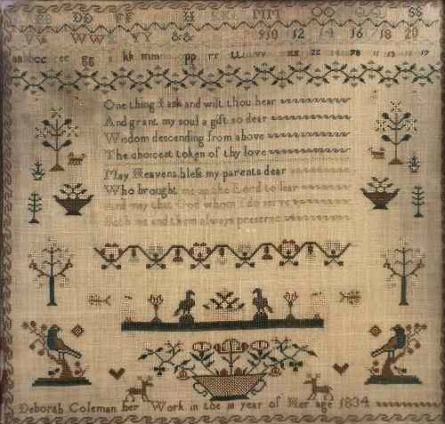 Appraisal: A William IV needlework sampler worked by ''Deborah Coleman ''