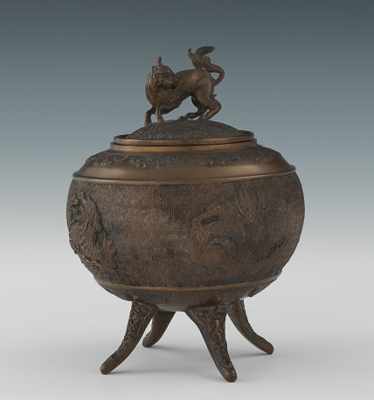 Appraisal: A Chinese Bronze Lidded Vessel Apprx H to the top