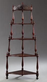 Appraisal: American Victorian Carved Mahogany Corner Etagere early th c the