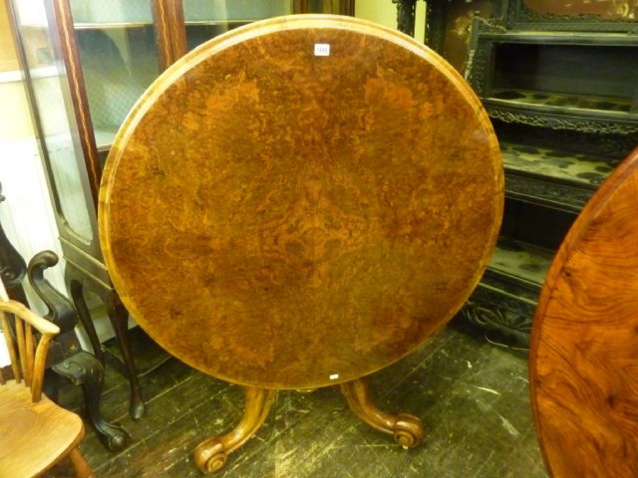 Appraisal: A good quality Victorian walnut and burr walnut snap top