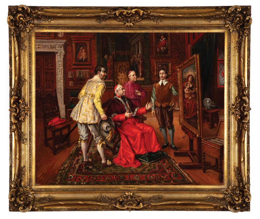 Appraisal: Gaston Bonfils French - Cardinal Viewing a Painting of Madonna