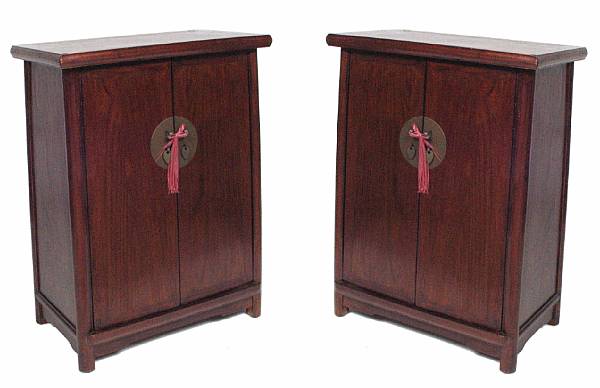 Appraisal: A pair of Chinese hardwood nightstands height in width in