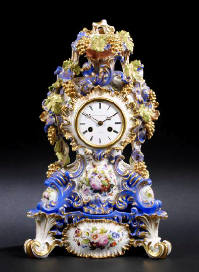 Appraisal: Fine and Rare Jacob Petit Paris Two-Piece Porcelain Mantel Clock