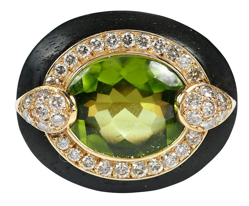 Appraisal: Repossi kt Gemstone Ring one oval fancy cut peridot approx