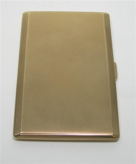 Appraisal: A ct gold cigarette case of engine turned canted rectangular