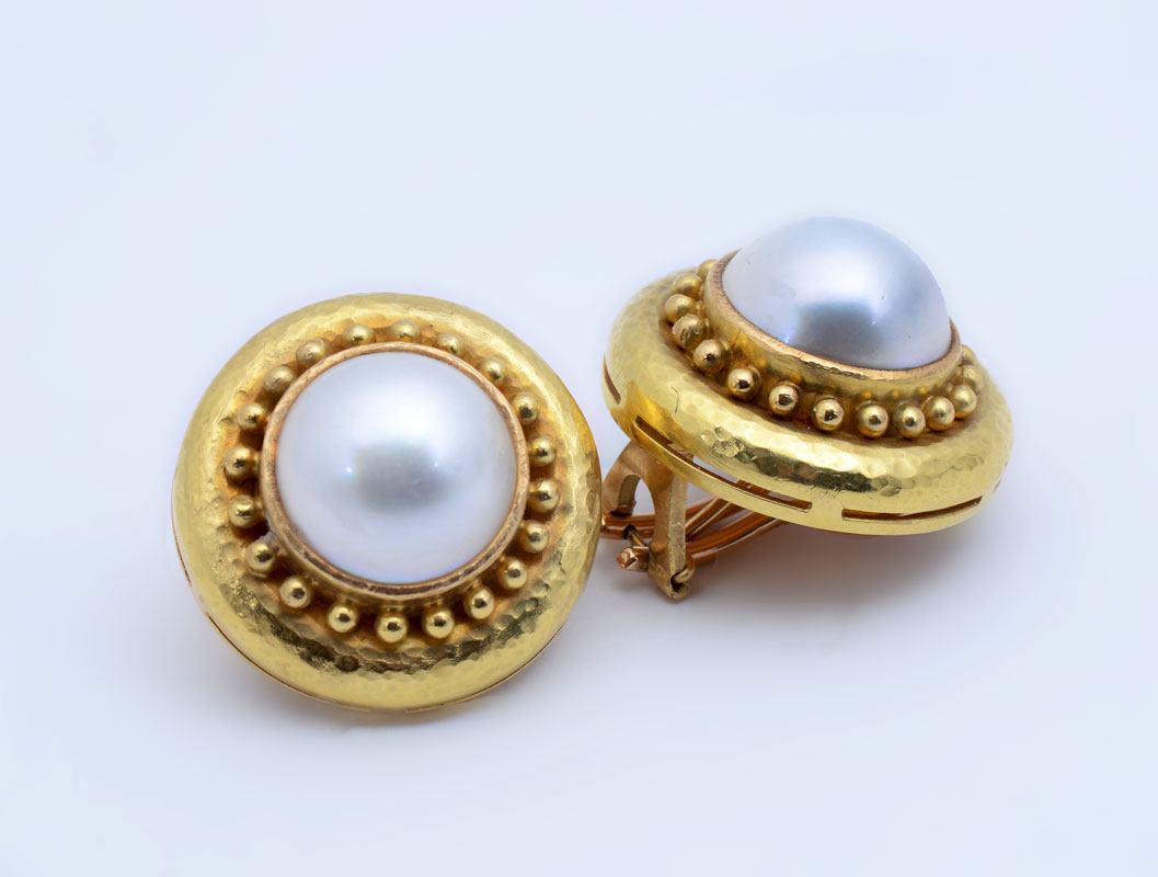 Appraisal: K CULTURED MABE PEARL EARRINGS mm diameter Mabe pearls have