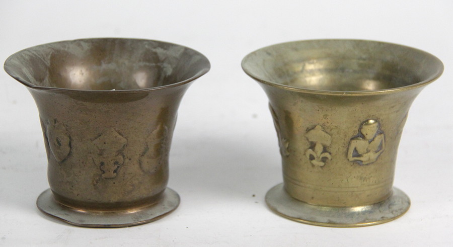 Appraisal: Two th Century mortars each cast with crowned rose thistle