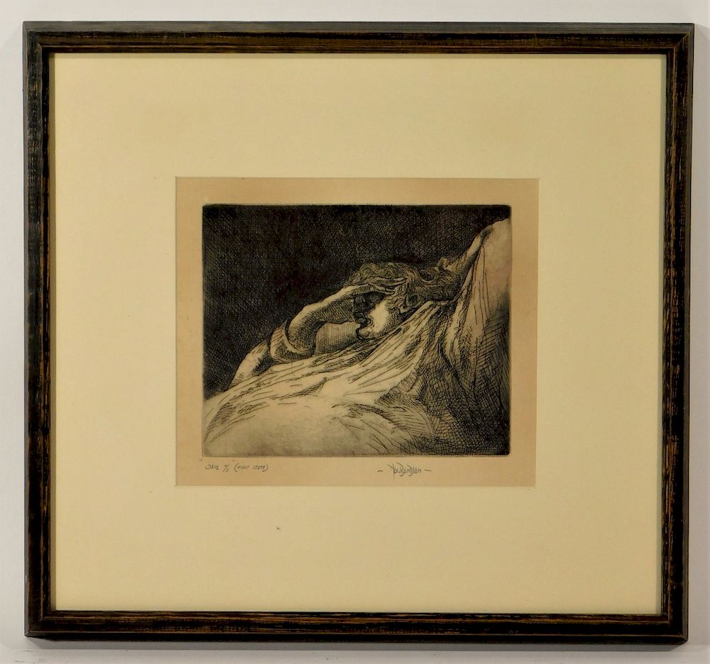 Appraisal: Karnig Nalbandian Rhode Island Artist Saul Etching Karnig Nalbandian Rhode