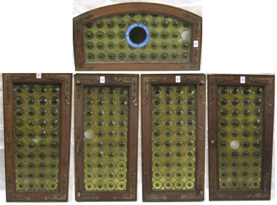 Appraisal: A SET OF FIVE STAINED AND LEADED GLASS WINDOWS Continental