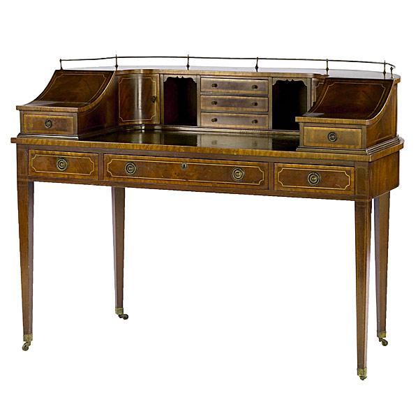 Appraisal: CARLTON HOUSEMahogany desk with a brass gallery ca x x