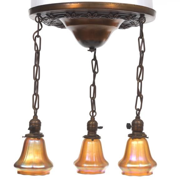 Appraisal: THREE STEUBEN SATELLITE LAMPS CA in diameter Die struck bronze