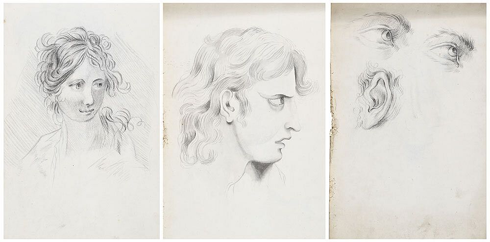 Appraisal: British School Sketchbook th th century Thirteen drawings circa -